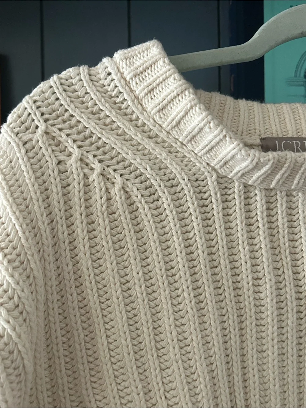 J. Crew Cream Ribbed Crewneck Sweater